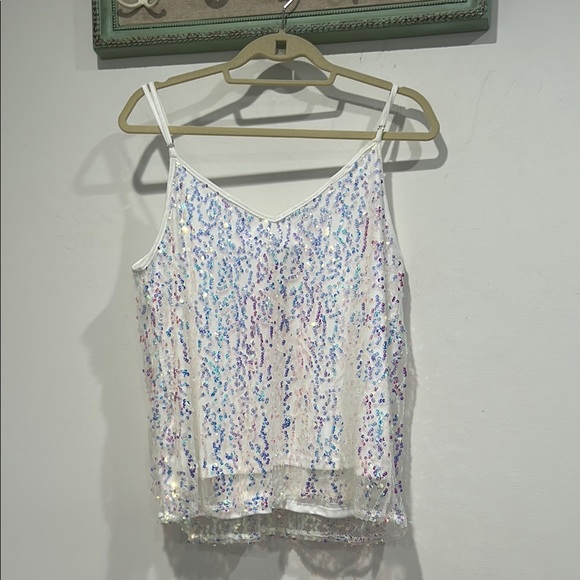 Southern fried chicken white Sequin Relaxed Camisole Tank top size xl new - Picture 6 of 6